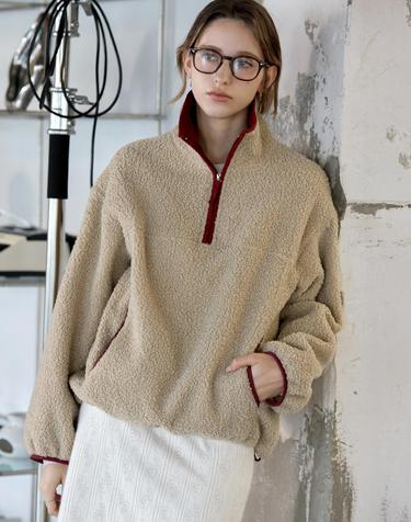 켈리도나휴 위켄드 컬러 플리스 하프집업 BEIGE