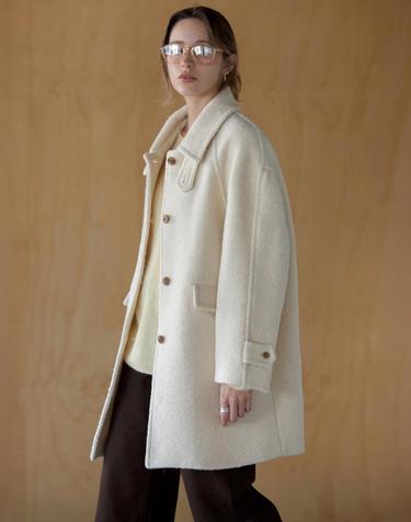 하버 스텐카라 부클 하프코트 IVORY