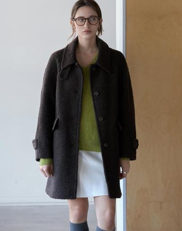하버 스텐카라 부클 하프코트 BROWN