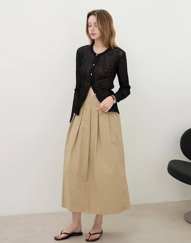 켈리도나휴 아르코 플레어 코튼스커트 BEIGE 착용컷