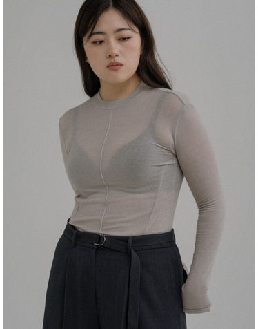 엘유비 CENTER LINE SEE-THROUGH TOP_GREY (플러스 빅사이즈)