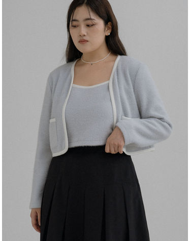 SLEEVELESS TOP & CARDIGAN SET_BLUE (플러스 빅사이즈)