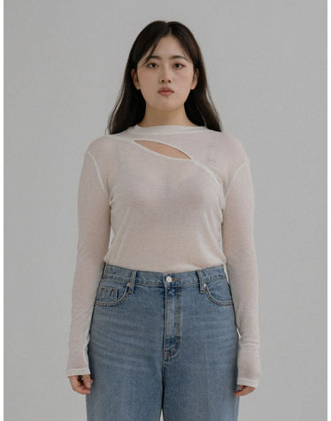 CUT OUT SEE-THROUGH TOP_WHITE (플러스 빅사이즈)