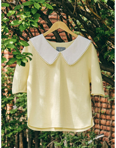 BIG ROUND COLLAR TOP_YELLOW (플러스 빅사이즈)