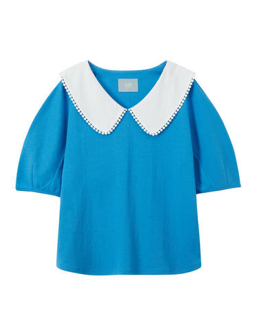 BIG ROUND COLLAR TOP_BLUE (플러스 빅사이즈)