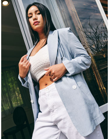 TAILORED DOUBLE BOTTON JACKET_BLUE (플러스 빅사이즈)