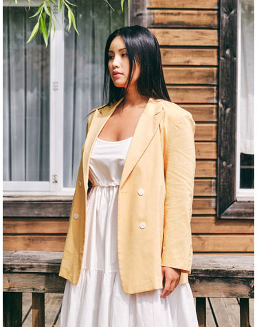 TAILORED DOUBLE BOTTON JACKET_YELLOW (플러스 빅사이즈)