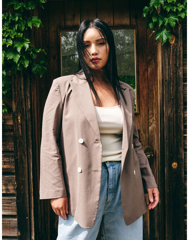 TAILORED DOUBLE BOTTON JACKET_KHAKI (플러스 빅사이즈)