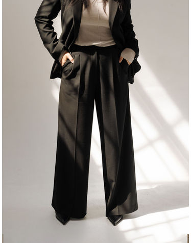 TWO TUCK WIDE PANTS_BLACK (SET-UP LINE) (플러스 빅사이즈)