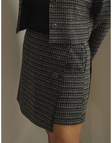 TWEED WRAP SKIRT PANTS_BLACK (SET-UP LINE) (플러스 빅사이즈)