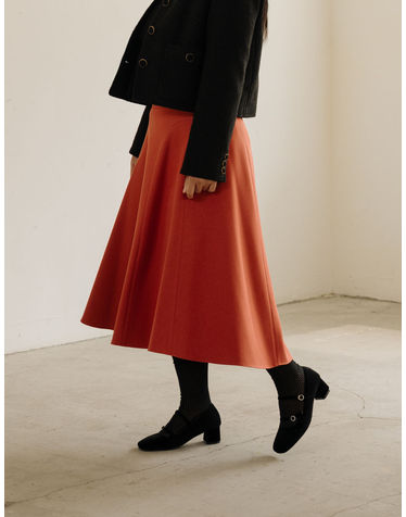 CURVE POINT FULL SKIRT_DARK ORANGE (플러스 빅사이즈)