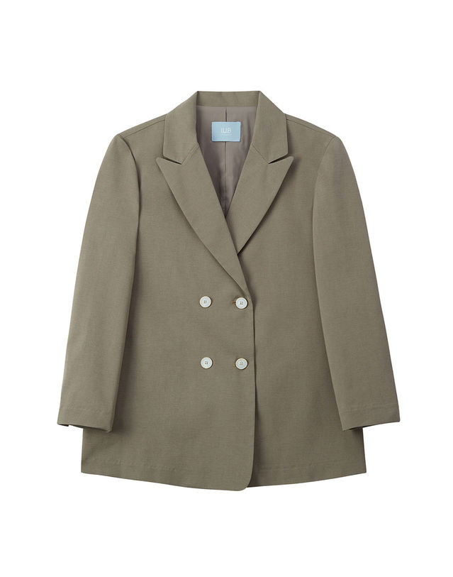 엘유비 TAILORED DOUBLE BOTTON JACKET_KHAKI (플러스 빅사이즈) 카키 착용컷