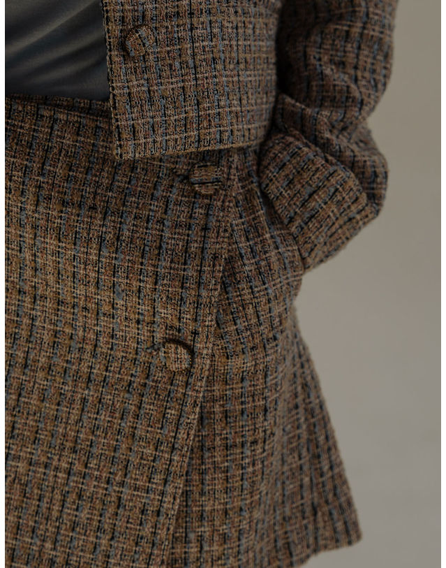 엘유비 TWEED WRAP SKIRT PANTS_MULTI (SET-UP LINE) (플러스 빅사이즈) 멀티컬러 착용컷