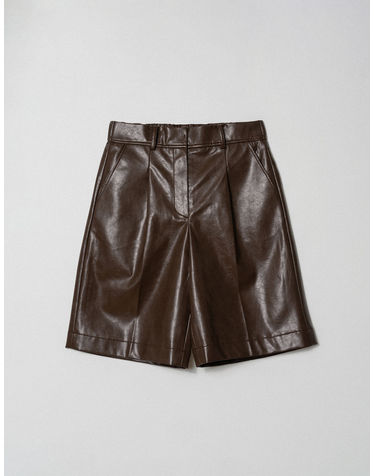 ECO LEATHER BERMUDA PANTS_BROWN (플러스 빅사이즈)