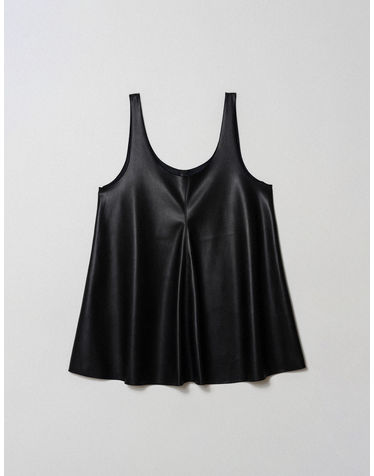 ECO LEATHER U-NECK SLEEVELESS MINI DRESS_BLACK (플러스 빅사이즈)