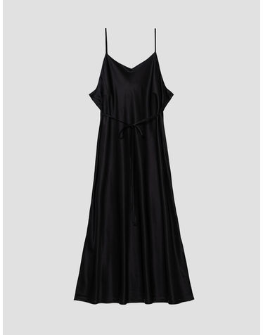 SATIN LAYERED SLEEVELESS DRESS_BLACK (플러스 빅사이즈)