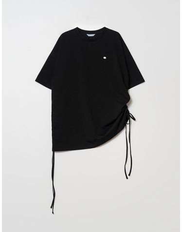 SIDE SHIRRING POINT LOOS FIT LONG TOP_BLACK (플러스 빅사이즈)