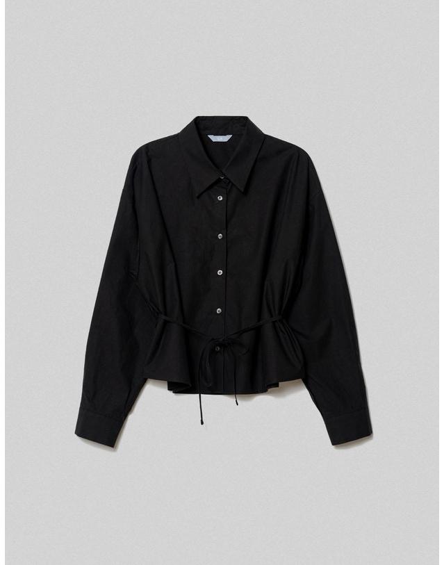 엘유비 TIE POINT CROP SHIRTS_SKYBLUE (플러스 빅사이즈) 착용컷
