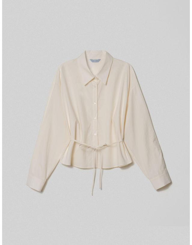 엘유비 TIE POINT CROP SHIRTS_BLACK (플러스 빅사이즈) 착용컷