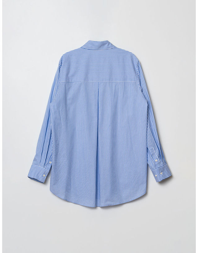 엘유비 OVERFIT STRIPE SHIRTS_BLUE (플러스 빅사이즈) 착용컷
