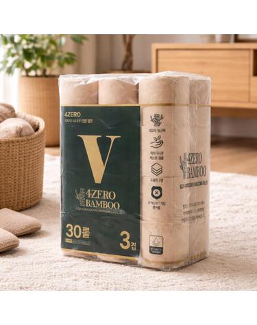 [VERA] 베라 4ZERO 무해력 뱀부 3겹엠보싱 25M 30롤 X 2팩 1팩 대나무 화장지 휴지