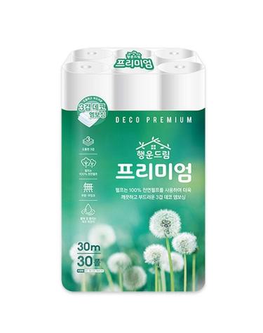 행운드림 프리미엄 3겹 30m 30롤 1팩 (오늘출발+무료배송) 휴지 두루마리 화장실 화장지