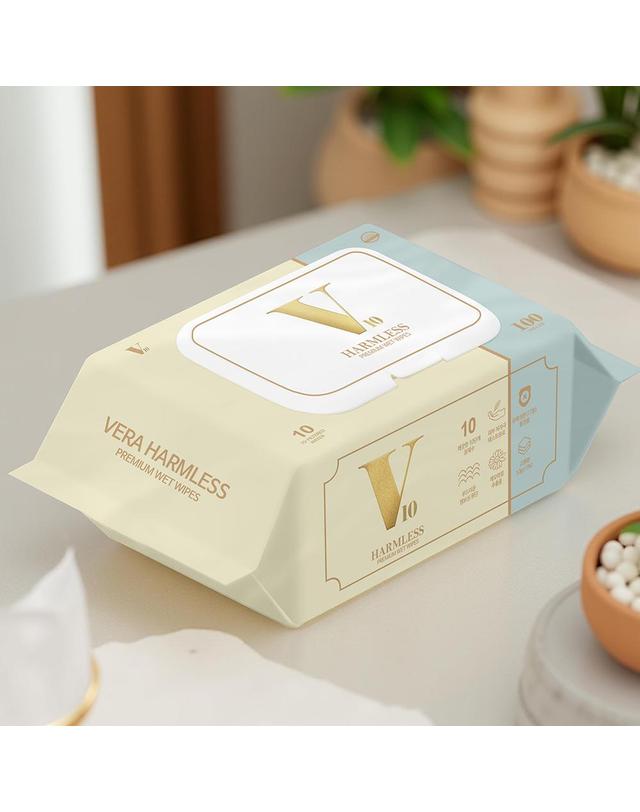 쇼우몰 [VERA] 베라 무해력 물티슈 100매x20팩 10팩 (평량 53g 200x 155) 아기물티슈 유아물티슈 착용컷