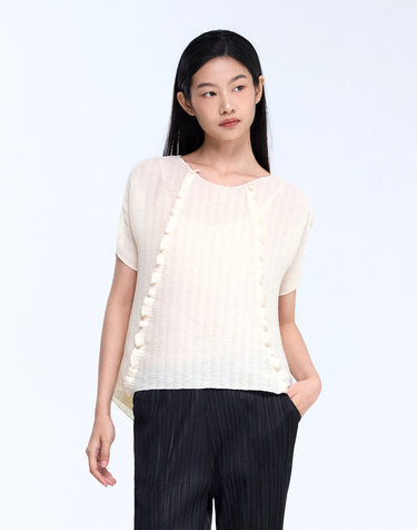 [플리츠미] 플레어 프릴 반팔 티셔츠_PPTSM126056