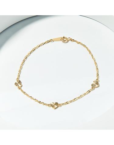 14K 글렌 하트 컷팅 체인 금 팔찌