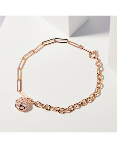 14K 브리앙뜨 로제 플라워 체인 금 팔찌
