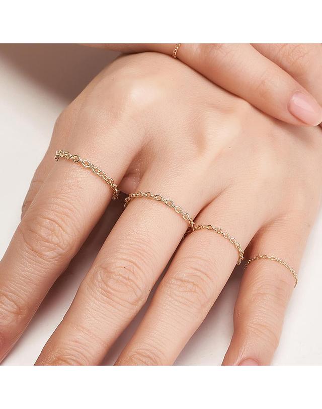 엘렌쥬얼리 14K 고방 체인 반지 Type A 착용컷