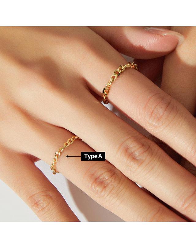 엘렌쥬얼리 18K 그랑데 트위스트 함마링 체인 금 반지 Type A 착용컷