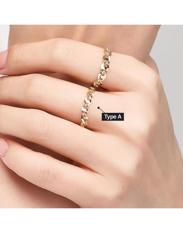 엘렌쥬얼리 14K 그랑데 플랫 체인 반지 Type A 착용컷