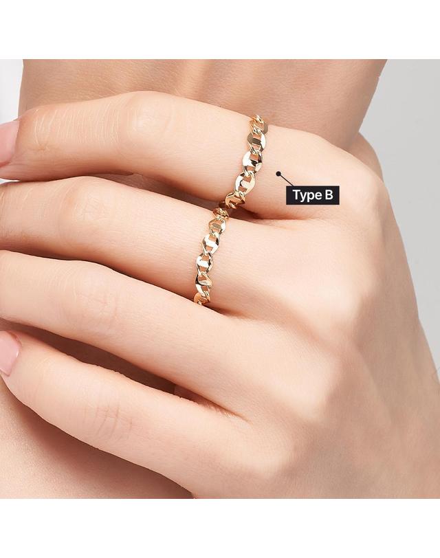 엘렌쥬얼리 18K 그랑데 플랫 체인 반지 Type B 착용컷