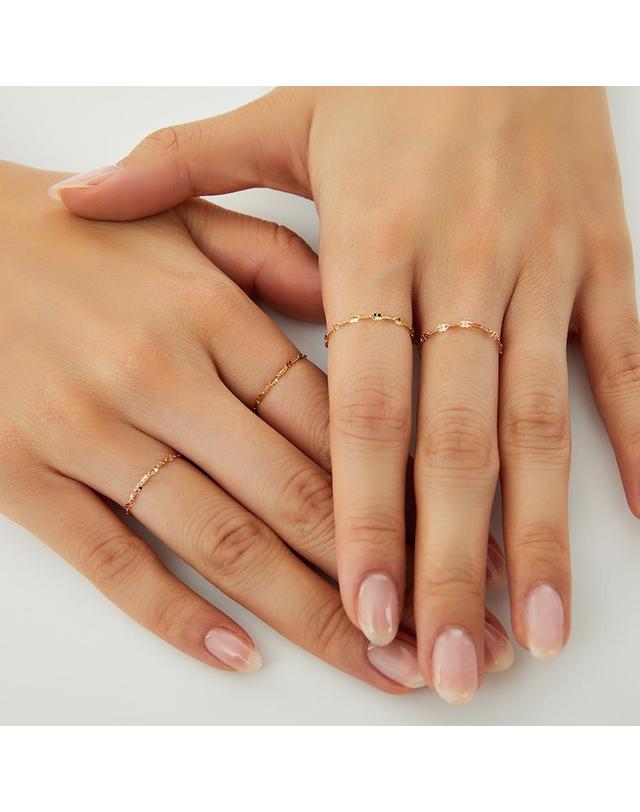 엘렌쥬얼리 14K 행운의 네잎 클로버 체인 금 반지 착용컷