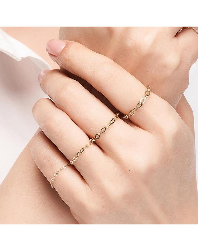 엘렌쥬얼리 14K 모줄 체인 반지 Type A 착용컷