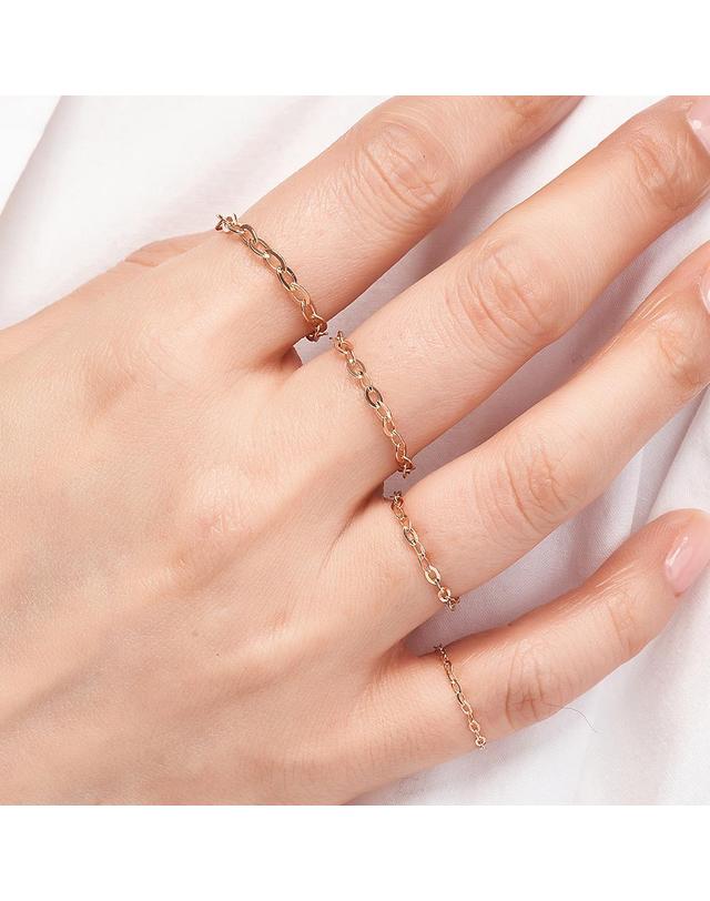 엘렌쥬얼리 14K 모줄 체인 반지 Type A 착용컷