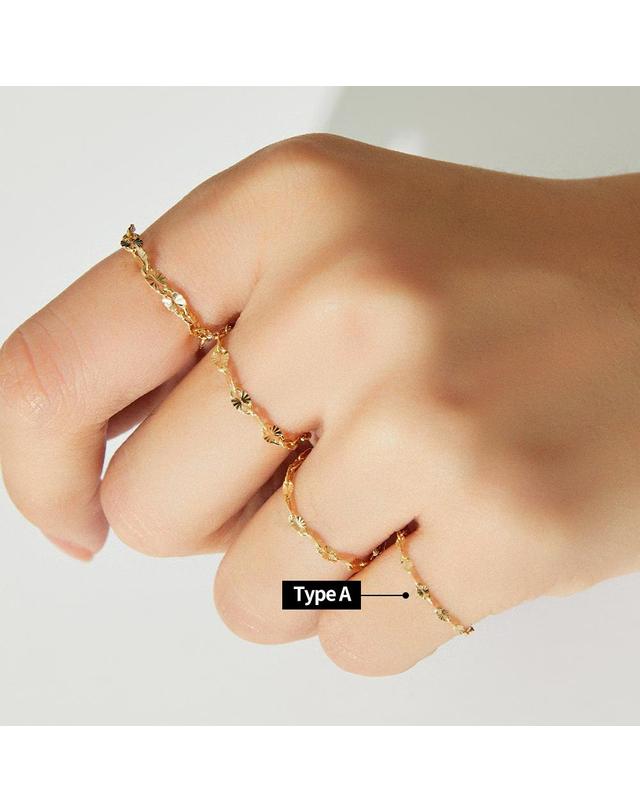 엘렌쥬얼리 14K 샤이니 아몬드 스타 체인 금 반지 Type A 착용컷