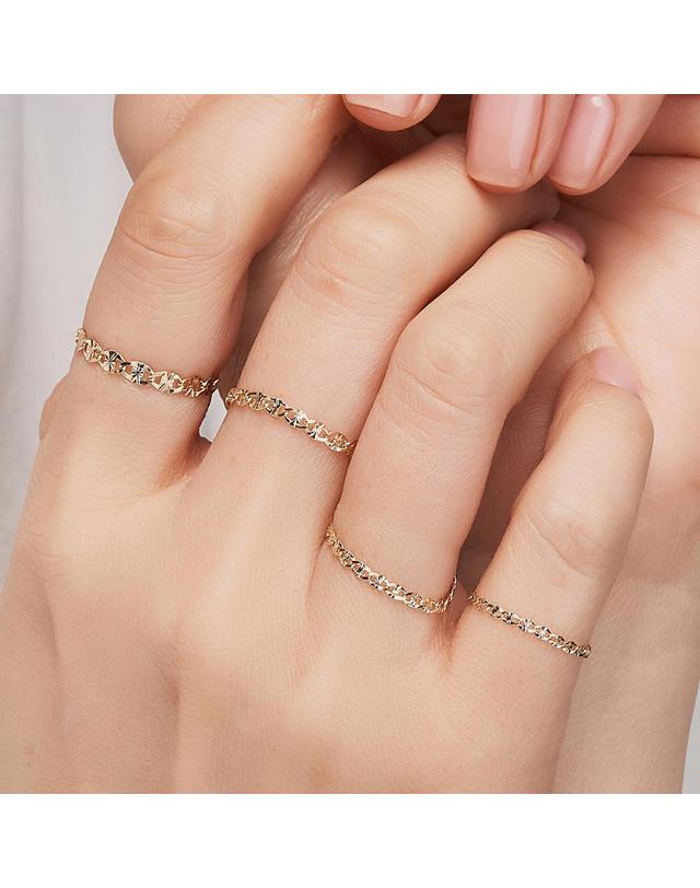 엘렌쥬얼리 14K 샤이니 체인 반지 Type A 착용컷