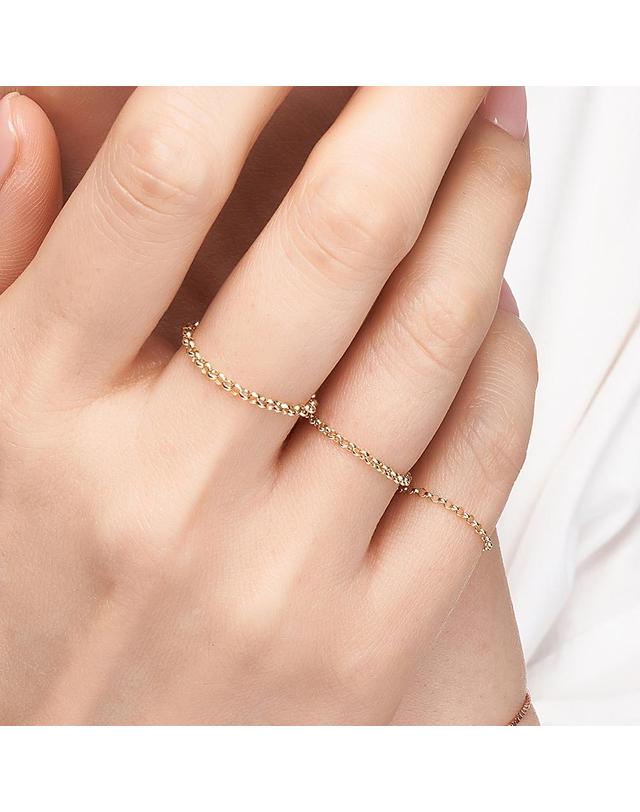 엘렌쥬얼리 18K 오링 체인 금 반지 Type A 착용컷