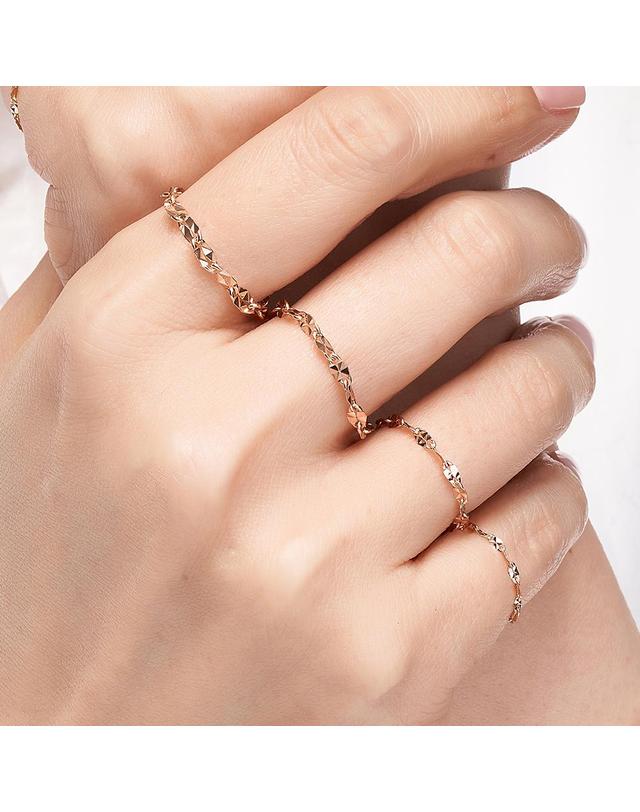 엘렌쥬얼리 14K 큐브 체인 금 반지 Type A 착용컷