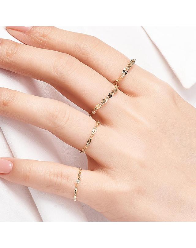 엘렌쥬얼리 14K 큐브 체인 금 반지 Type A 착용컷