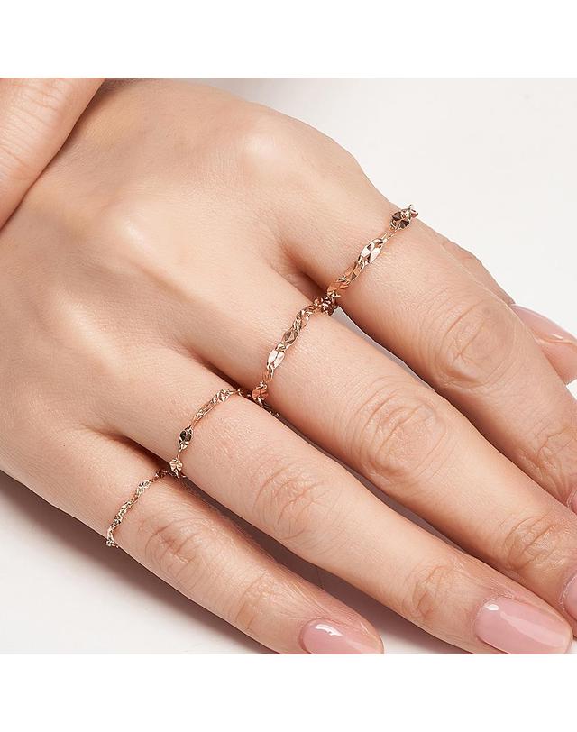 엘렌쥬얼리 14K 큐브 체인 금 반지 Type A 착용컷