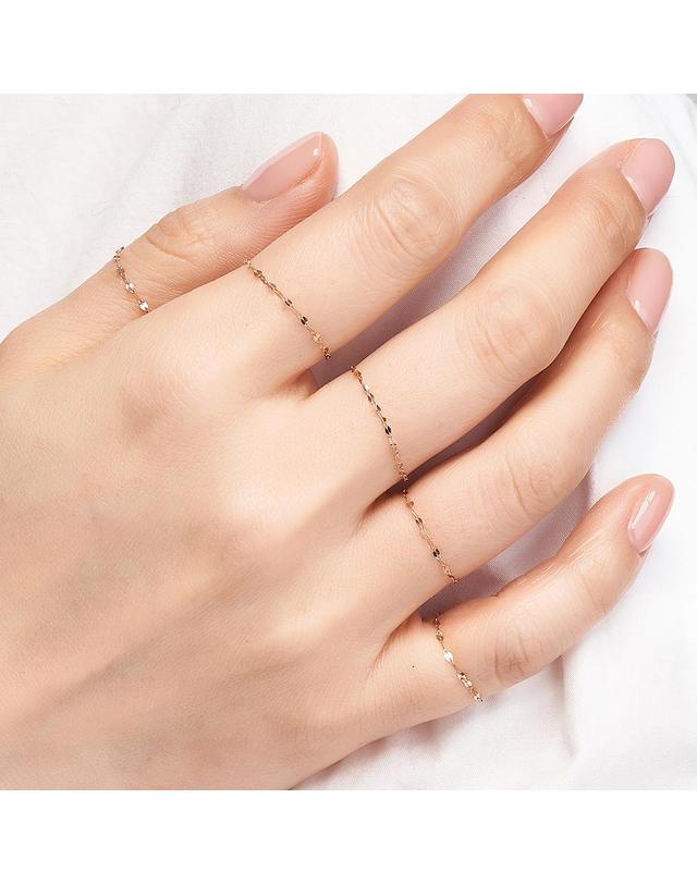 엘렌쥬얼리 14K 타이니 아몬드 체인 반지 착용컷