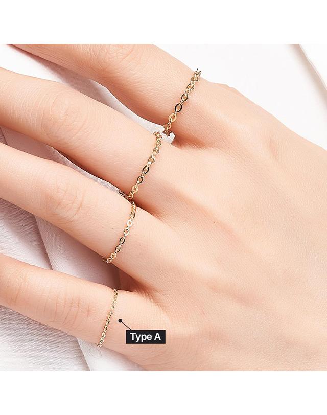 엘렌쥬얼리 14K 함마링 체인 금 반지 Type A 착용컷