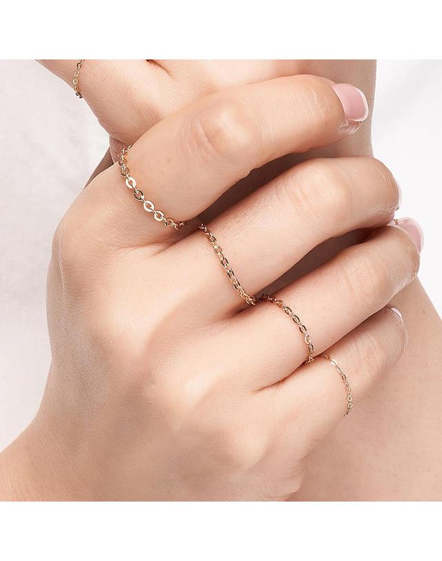엘렌쥬얼리 18K 함마링 체인 금 반지 Type C 착용컷
