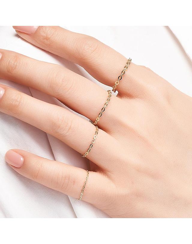 엘렌쥬얼리 18K 함마링 체인 금 반지 Type C 착용컷
