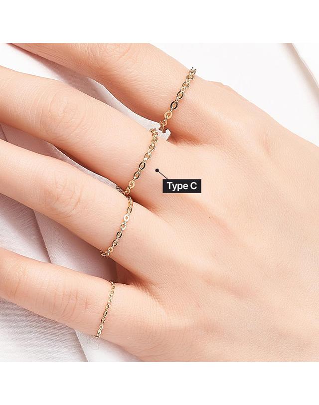 엘렌쥬얼리 18K 함마링 체인 금 반지 Type C 착용컷