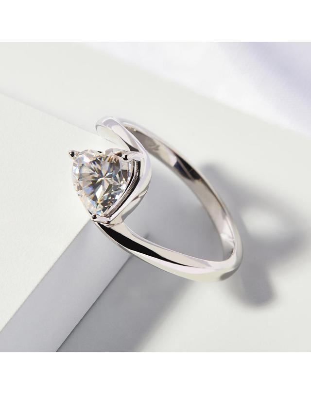 엘렌쥬얼리 실버 Silver 925 1캐럿 웨이브 하트 컷 모이사나이트 미스 링 은 반지 착용컷
