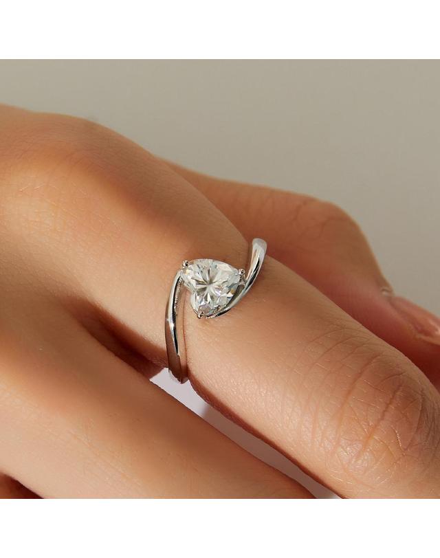 엘렌쥬얼리 실버 Silver 925 1캐럿 웨이브 하트 컷 모이사나이트 미스 링 은 반지 착용컷